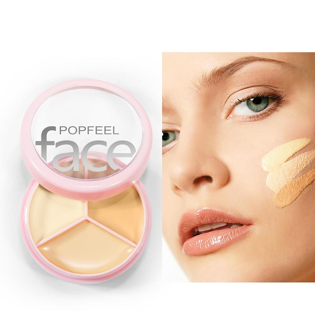 Concealer Cream Palette with 11 Pcs Premium Makeup Brush Set, 3 Color Waterproof Long-Lasting Full Face Cosmetics Cream Concealer Kit for Light Fair Skin, Women Birthday Makeup Gift Idea