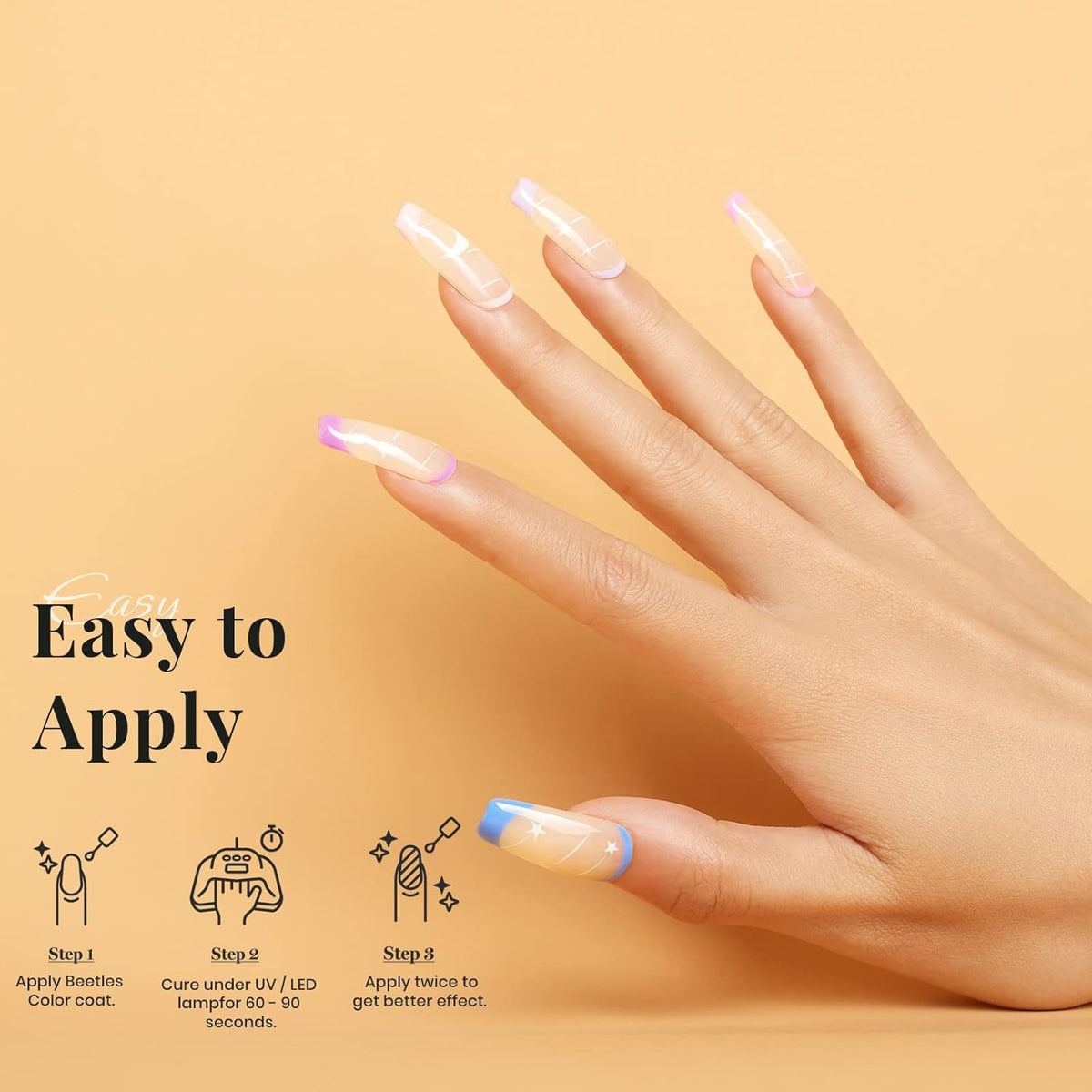 Beetles Nude Gel Polish, 15ml Jelly Neutral Nude Gel Nail Polish Set Translucent Effect Nail Concealer Soak Off UV Spring Summer French Nail Art Design Gift for Women