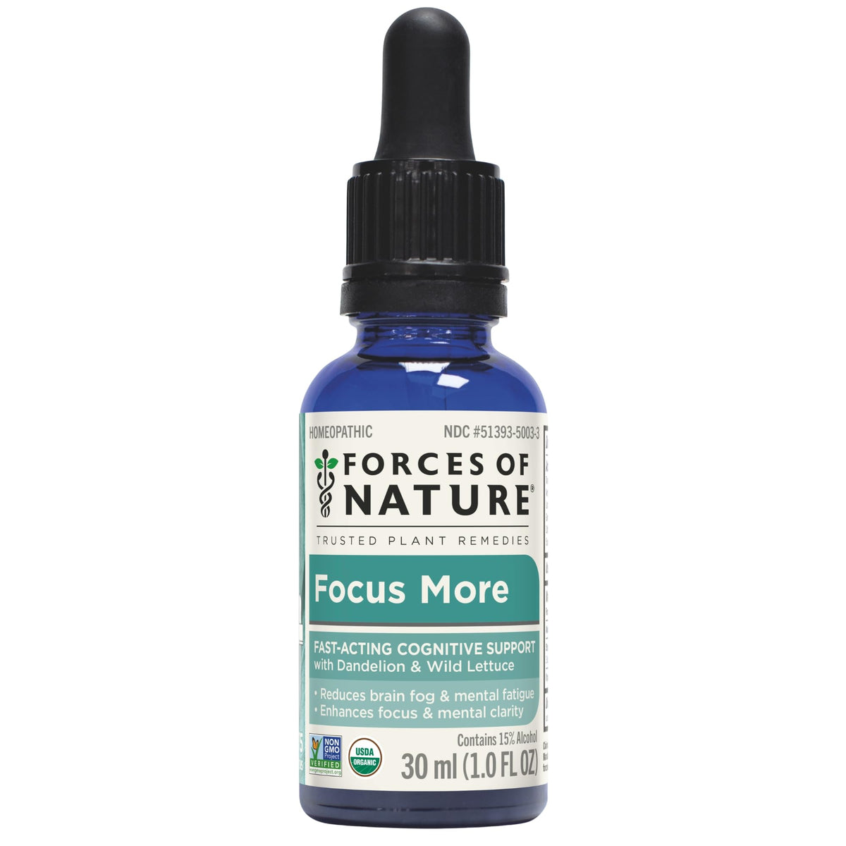 Forces of Nature Focus Supplement, Focus More Homeopathic Medicine, Nootropics Brain Support Supplement, Helps Memory & Concentration, 1 fl oz