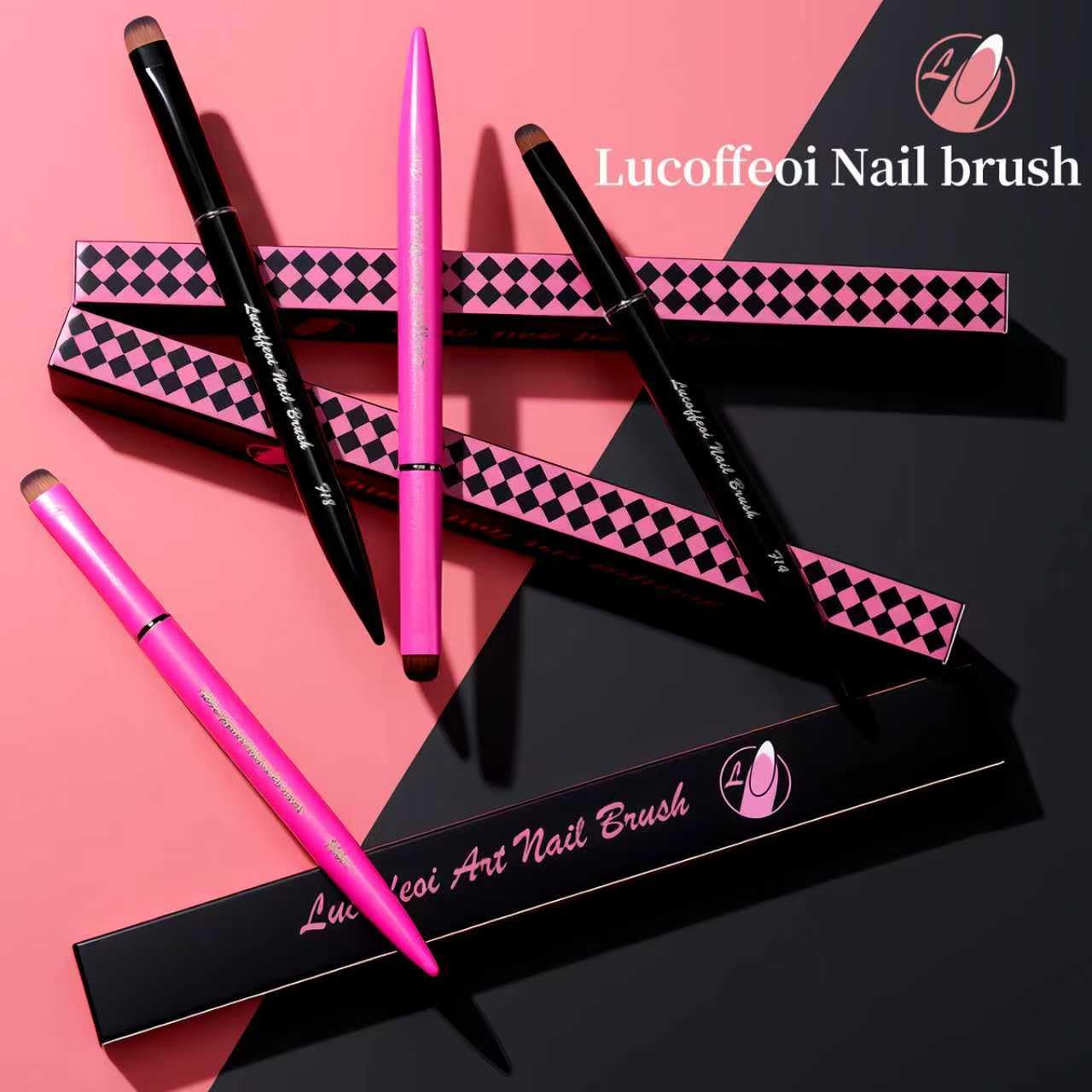 Nail Brush for French Tip, Nail Cleaning Brush for Gel & Acrylic - Professional Kolinsky Sable French Manicure Brush, Thin Nail Art Brush for Precise Clean Up & Polygel Application (Black, F18)