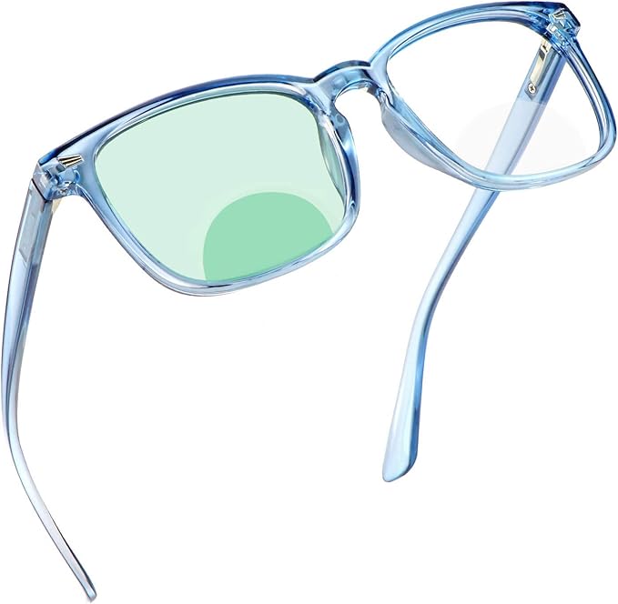 YEIN Bifocal Reading Glasses with Blue Light Blocking Lenses, Bifocal Reader for Women and Men, Vintage Square frame with Spring Hinge (+0.00/+1.00 magnification)