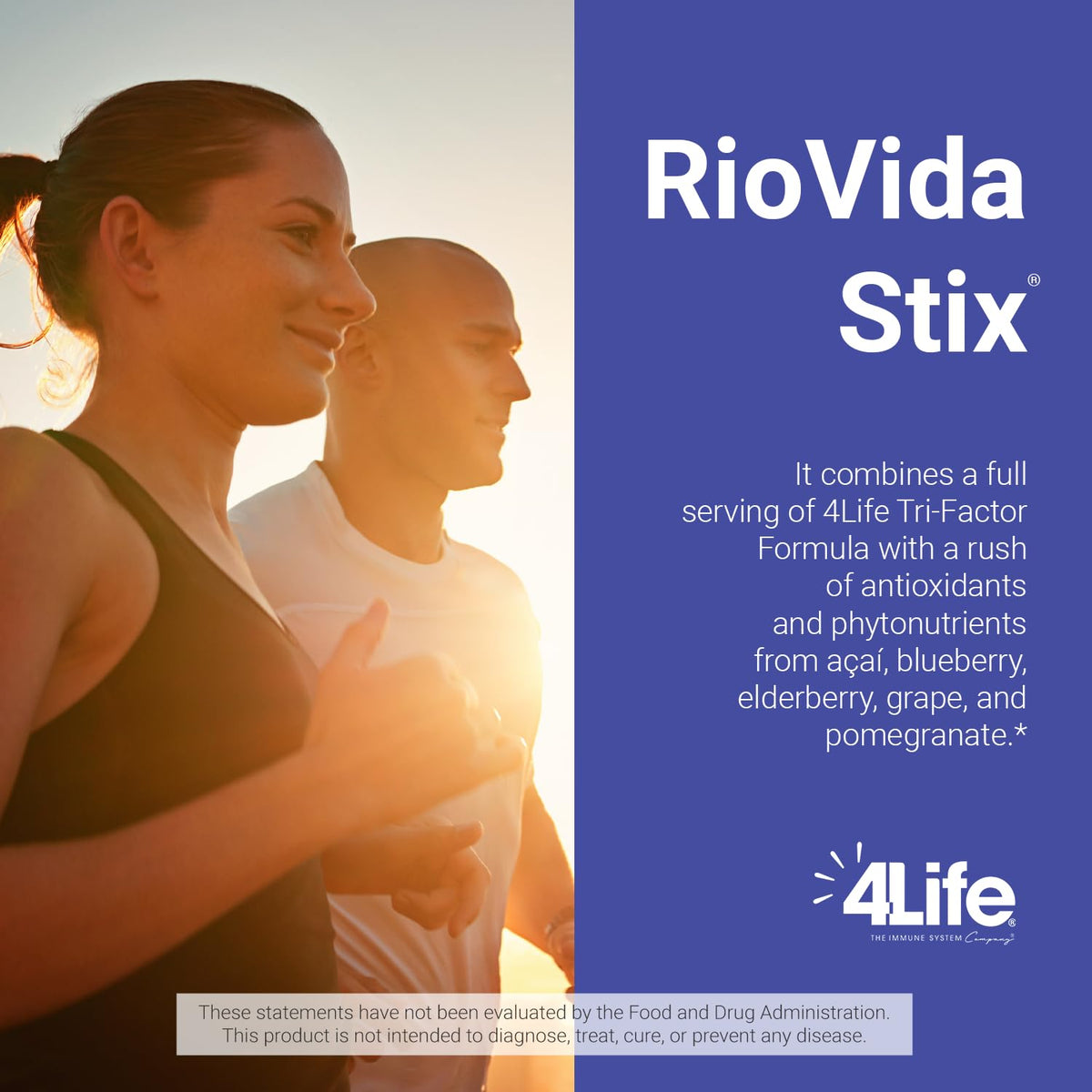 4Life - RioVida Stix - Immune Support Drink with Acai, Blueberry, Elderberry, Grape, Pomegranate, Electrolytes Powder - 15 Packets