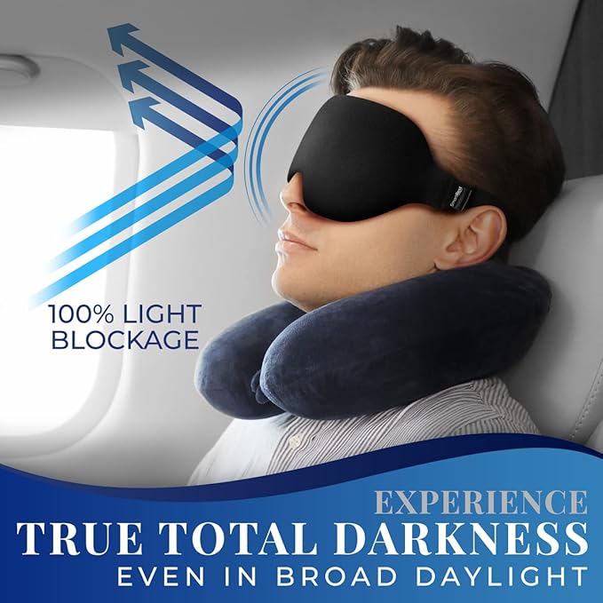 Sleep Mask [2 Pack] - Eye Mask for Sleeping - Patented, Contoured, 100% Blackout, Zero Pressure Sleeping Masks for Women and Men, Blindfold and Eye Covers - S2 Black