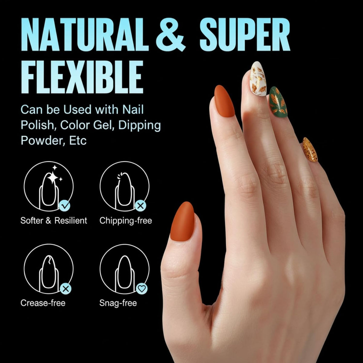 TOMICCA Short Almond Nail Tips, 240Pcs Half Matte Soft Acrylic Nail Tips, 12 Sizes Acrylic Pre-Shaped Nails, Full Cover False Nails Almond Press on Nails Short Fake Nails for Extension Nail