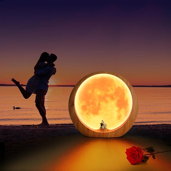 mamre Moon Lamp for Living Room, Decoration Night Light, Anniversary Valentine Gifts for Him, Mr & Mrs Signs for Wedding Table Décor, Home Gift Xmas Gift, Newlywed Couples Under The Full Moon