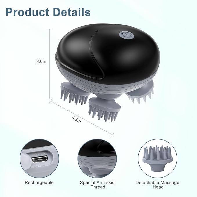 Handheld Pet Massager for Dogs and Cats, 4 Rotatable Massage Heads, Three Modes, Electric, for Relieving Tight Stiffness Muscles, Promote Bonding