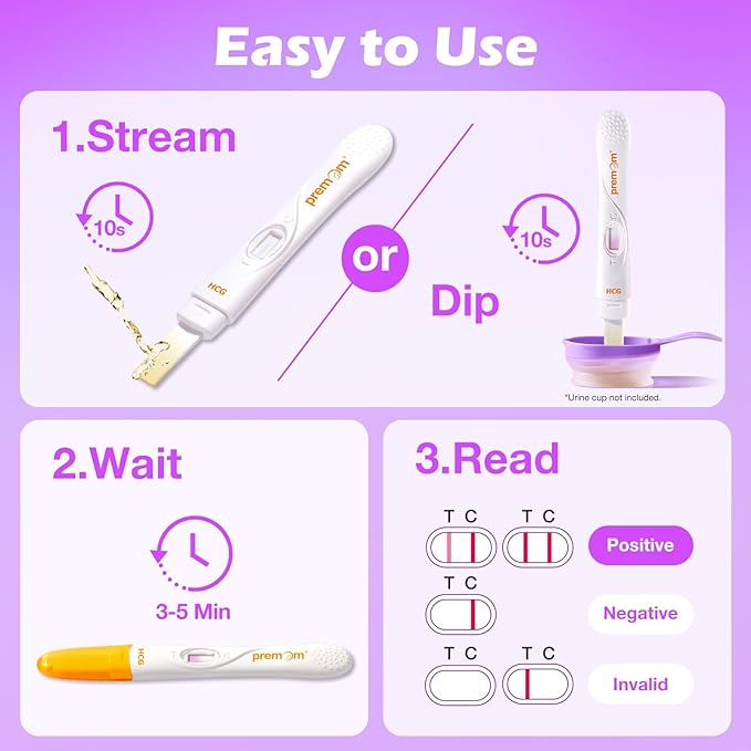 Premom Pregnancy Test Midstream: Early HCG Detection Sticks - 3 Pack Pregnant Test Kit