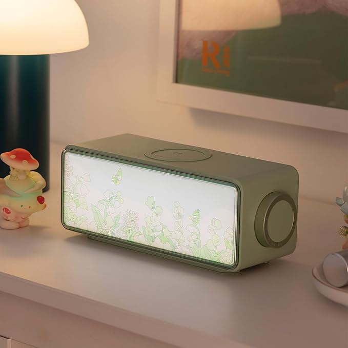 White Noise Sound Machine-4 in1 Night Light Sound Machine for Sleep,Sound Machine/Light-up Painting/Bluetooth Speaker/Wireless Charging,4 Soothing Sounds,for Baby,Kids,and Adults