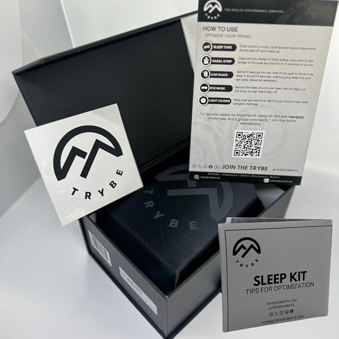 Sleep Kit, Sleep Mask, Ear Plugs, Nose Strips, and Light Covers for Travel. Sleep kit Bag and Breath and Sleep Guide for Travel, Hotels, Camping or Home (Sleep Kit) (Sleep Kit)