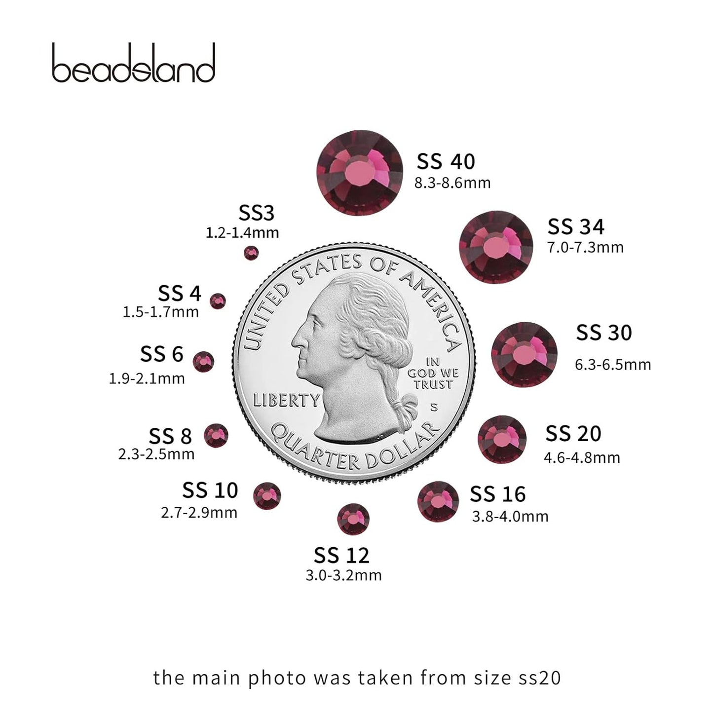 Beadsland 2880pcs Flat Back Crystal Rhinestones Round Gems for Nail Art and Craft Glue Fix, Amethyst,SS4,1.5-1.7mm