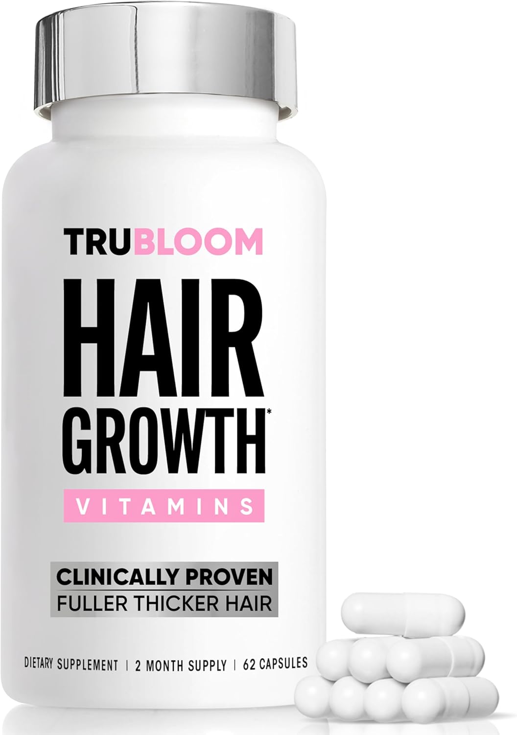 St. Tropica Tru Bloom Hair Growth Vitamins - 2 Month Supply. Clinically Proven to Grow Fuller, Thicker Hair. Natural & Drug-Free with Biotin, MSM, Zinc, D3 + Hair Superfoods. Non GMO