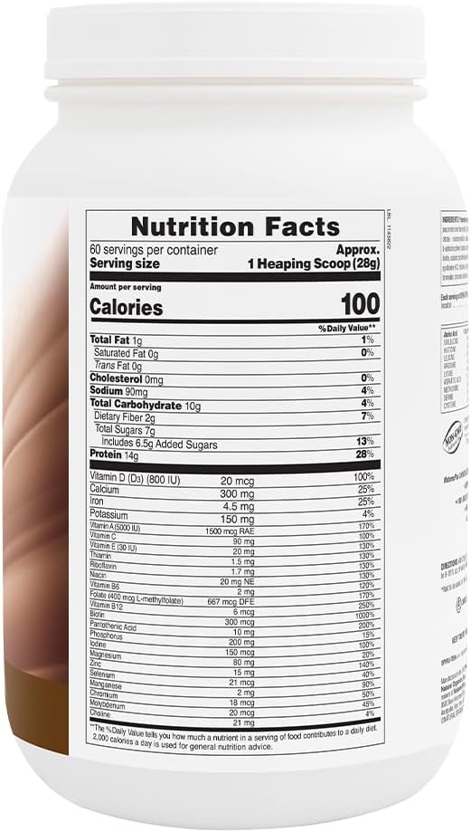 Natures Plus SPIRU-TEIN, Chocolate - 3.7 lbs - Plant-Based Protein Shake - Non-GMO, Vegetarian, Gluten Free - 60 Servings