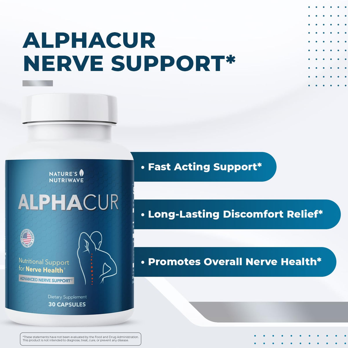 Nature’s NutriWave Alphacur – Natural Supplement with Magnesium, Alpha Lipoic Acid, Turmeric & CoQ10 – Non-GMO, 100% Natural, Made in the USA, GMP-Certified – 30 Capsules, 6 Month Supply