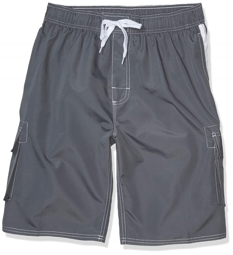 Asbury Threadz Men's Mako Core Performance Elastic Waist Swim Trunk, Charcoal, XX-Large