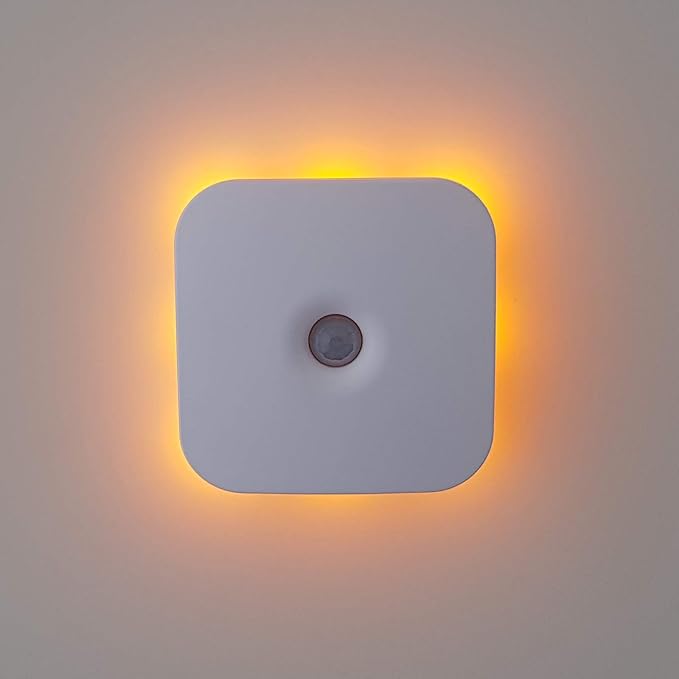 Sleep Aid LED Motion Sensor Portable Rechargeable Night Light Motion Activated Auto Sensor, Promotes melatonin Production and Healthy Sleep, ON-Off-Auto-Brightness Toggle, 2-Pack (Amber)