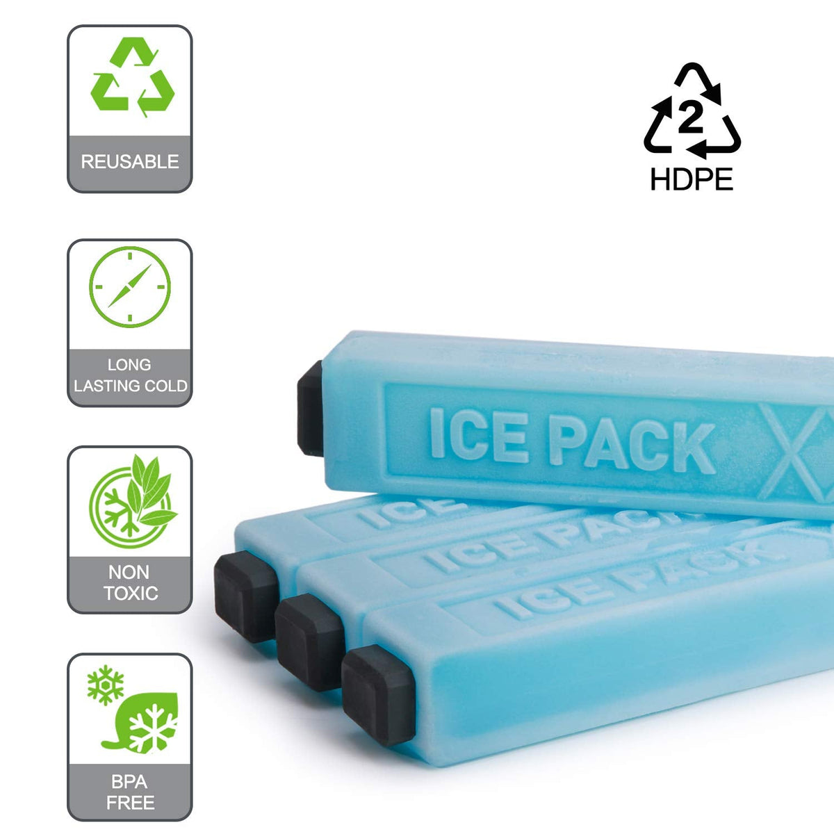 TOURIT Ice Packs for Coolers, 12 Pack Reusable Long Lasting Freezer Packs for Lunch Bags/Boxes, Cooler Backpack, Camping, Beach, Picnics, Fishing and More, Blue