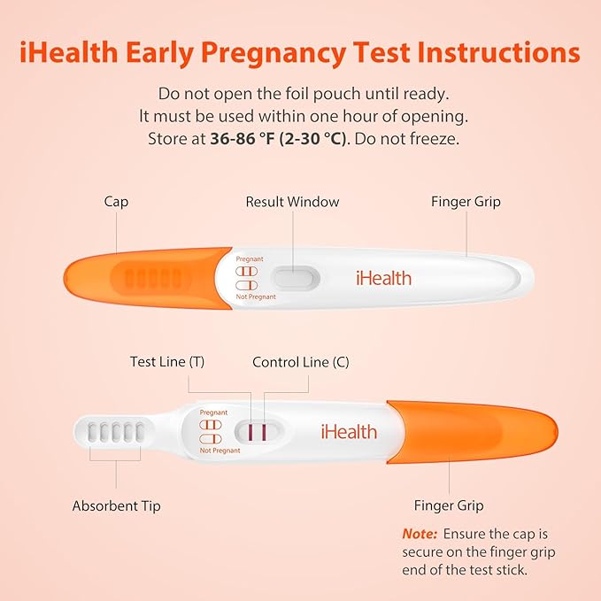 iHealth Early Detection Pregnancy Test, 5-Pack 99% Accurate Home HCG Test Kit, Results 6 Days Sooner with High-Sensitivity 10mIU/mL, Easy Dip & Read Clear Results