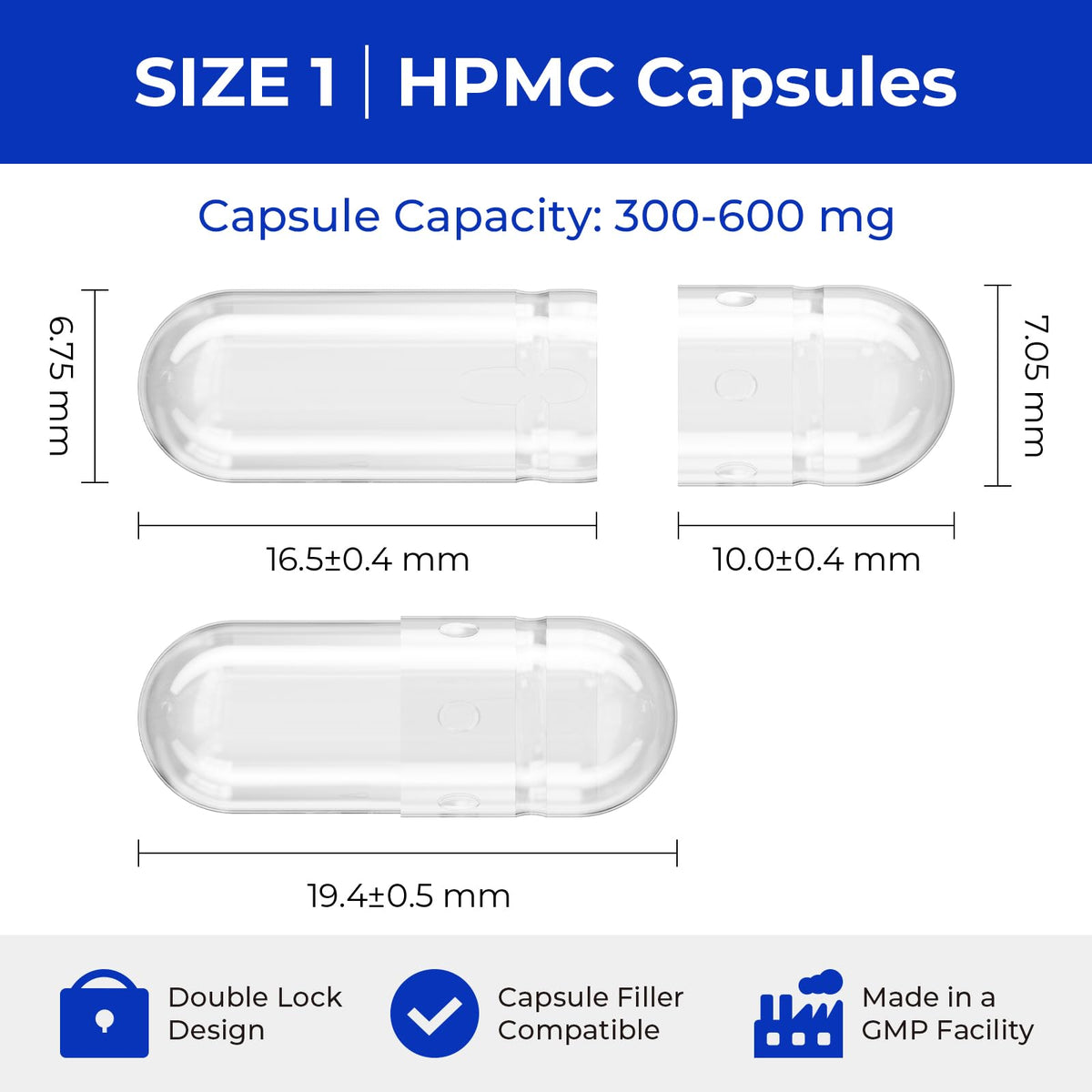 ATLEMISME Empty Vegan Capsules Size 1 - Vegan Capsules Empty (1000 Count)