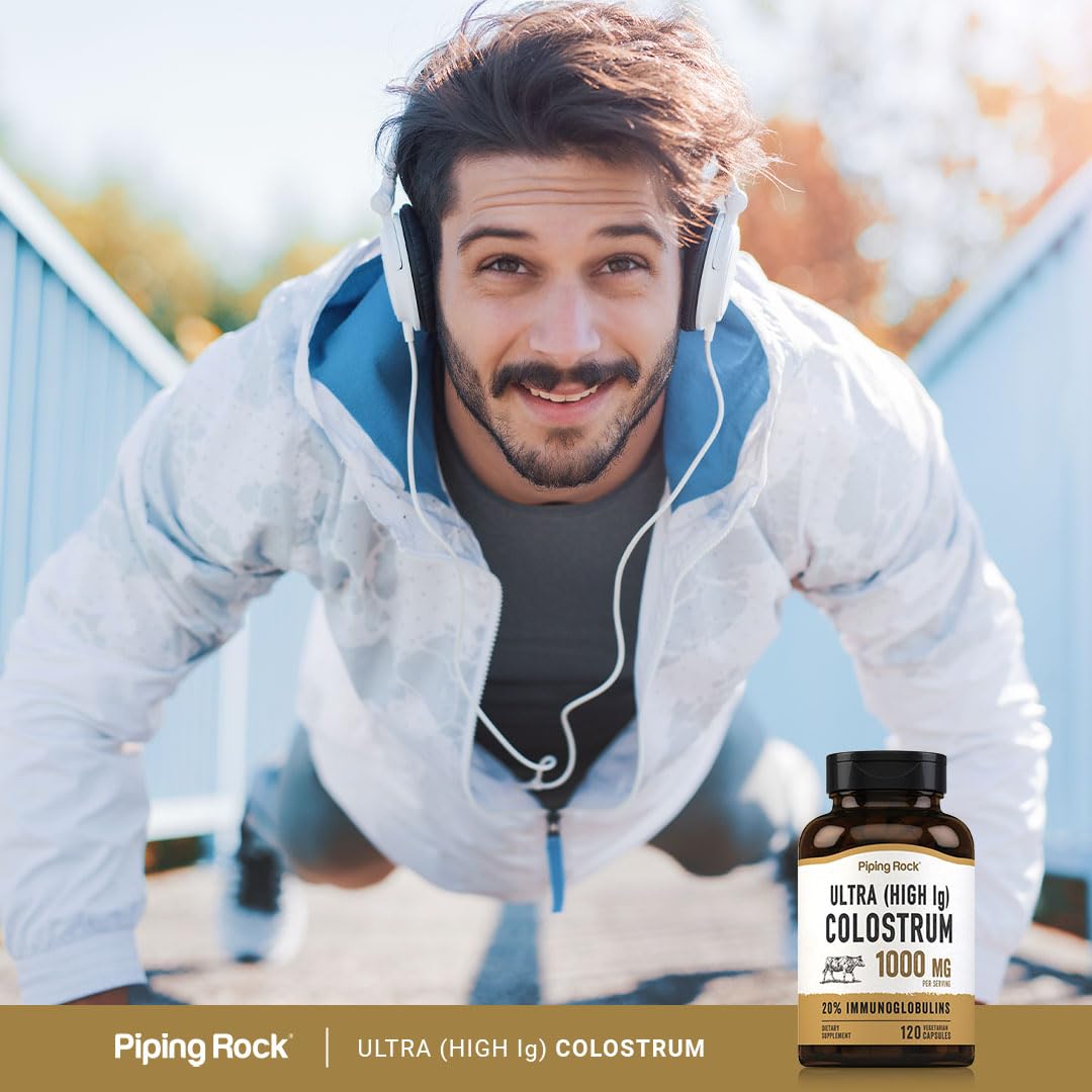 Piping Rock Colostrum Capsules 1000mg | 120 Pills | Supplement for Women and Men | 20% Immunoglobulin | Vegetarian, Non-GMO, Gluten Free