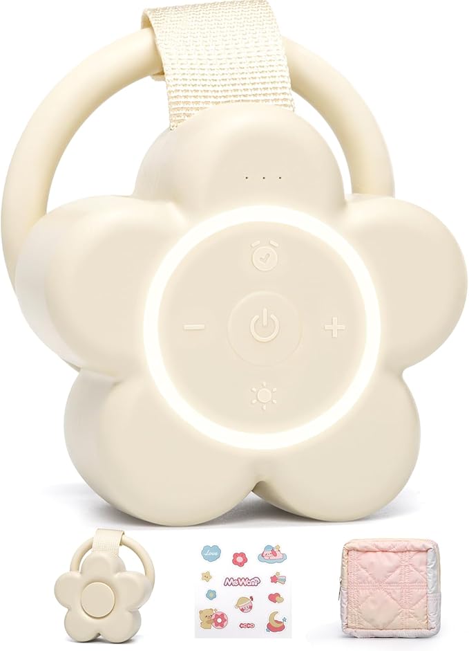 Portable White Noise Machine Baby Newborn Essentials & Adults - 25 Soothing Sounds | Rechargeable Travel Sound Machine Baby with Night Light | Timer & Volume Control | Nursery, Home, Sleep Aid