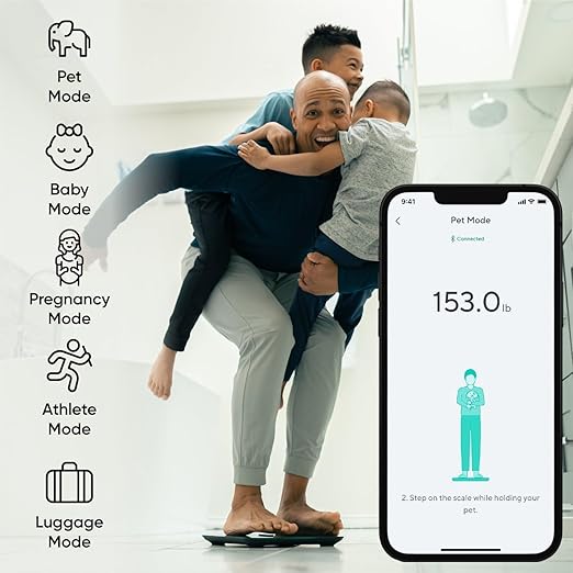 Wyze Smart Scale X - FSA/HSA Eligible - Digital Bathroom Scale for Body Weight, BMI, Body Fat, Muscle Mass, Heart Rate Monitor | Sync with Health Apps | for People, Baby & Pet, 400 lbs (Black)