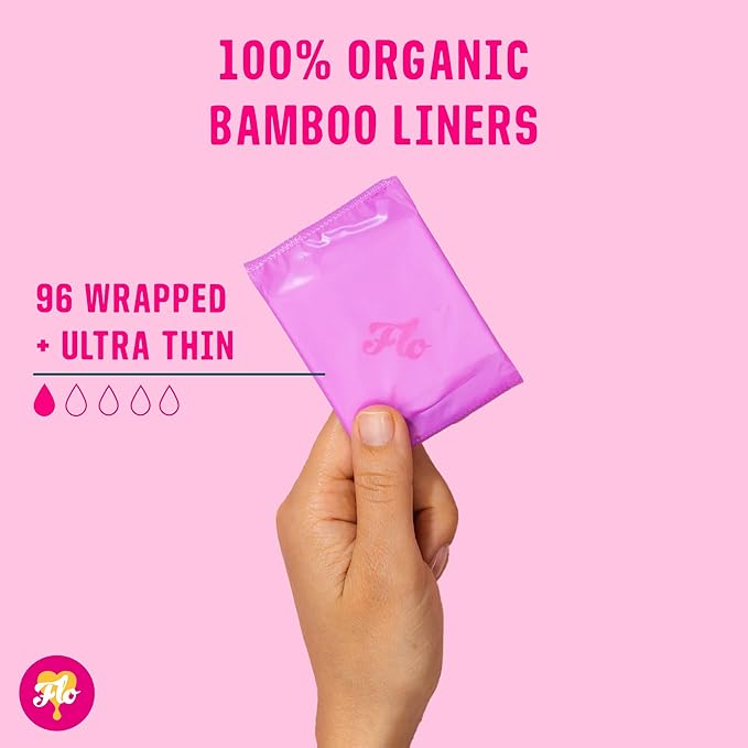 Flo Bamboo Daily Panty Liners Wrapped + Ultra Thin (96 Liners)