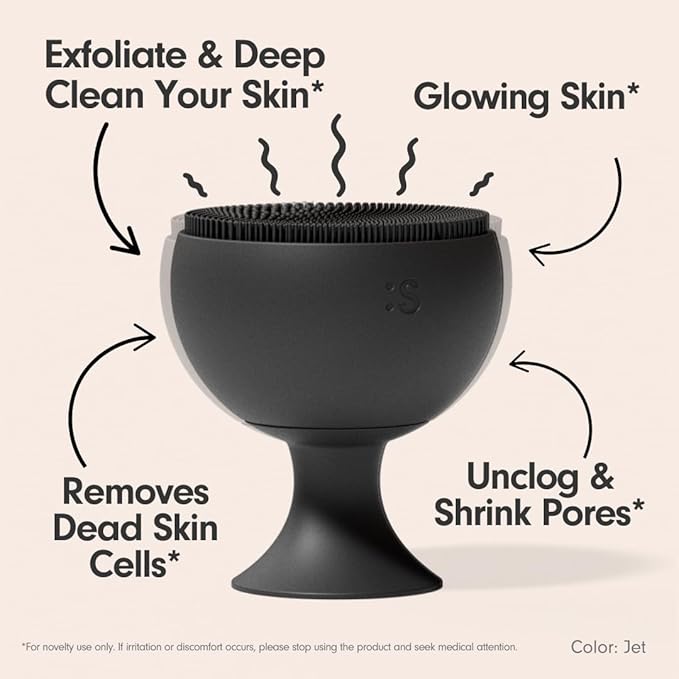 Sxnse Palm Silicone Face Scrubber – Compact Electric Facial Cleansing Brush for Acne, Pores & Makeup – Waterproof Face Exfoliator with 3 Speeds – Rechargeable Skincare Tool for Sensitive Skin (Arctic)