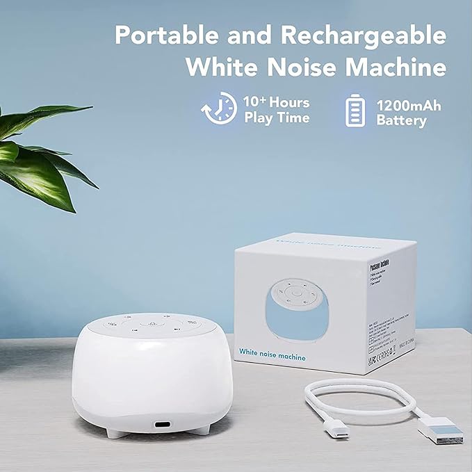 White Noise Machine with 7 Color Night Light and 34 Sleep Aid Sounds for Soothing Emotions, Promoting Sleep, Sound Machine with Timer Adjustable Brightness for Baby Kids Adults（C）