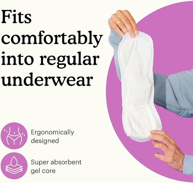 Because Incontinence Pads for Women - Maximum Absorbency, Postpartum Liners, Up to 100% Leak-Free Protection, Discreet Protection for Bladder Leaks, 6 Packs of 20 Count (120 Total)