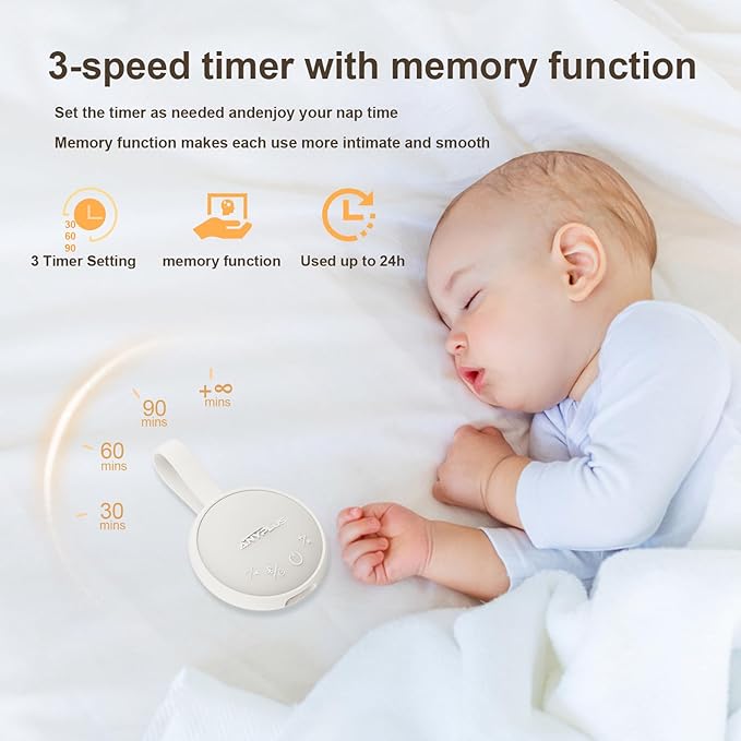 White Noise Sound Machine, Portable Sound Machine for Sleeping Adults & Baby, with Bluetooth 5.1/24 Soothing Sounds/Battery Powered/3 Timer Memory Function for Office/Bedroom/Travel（White）