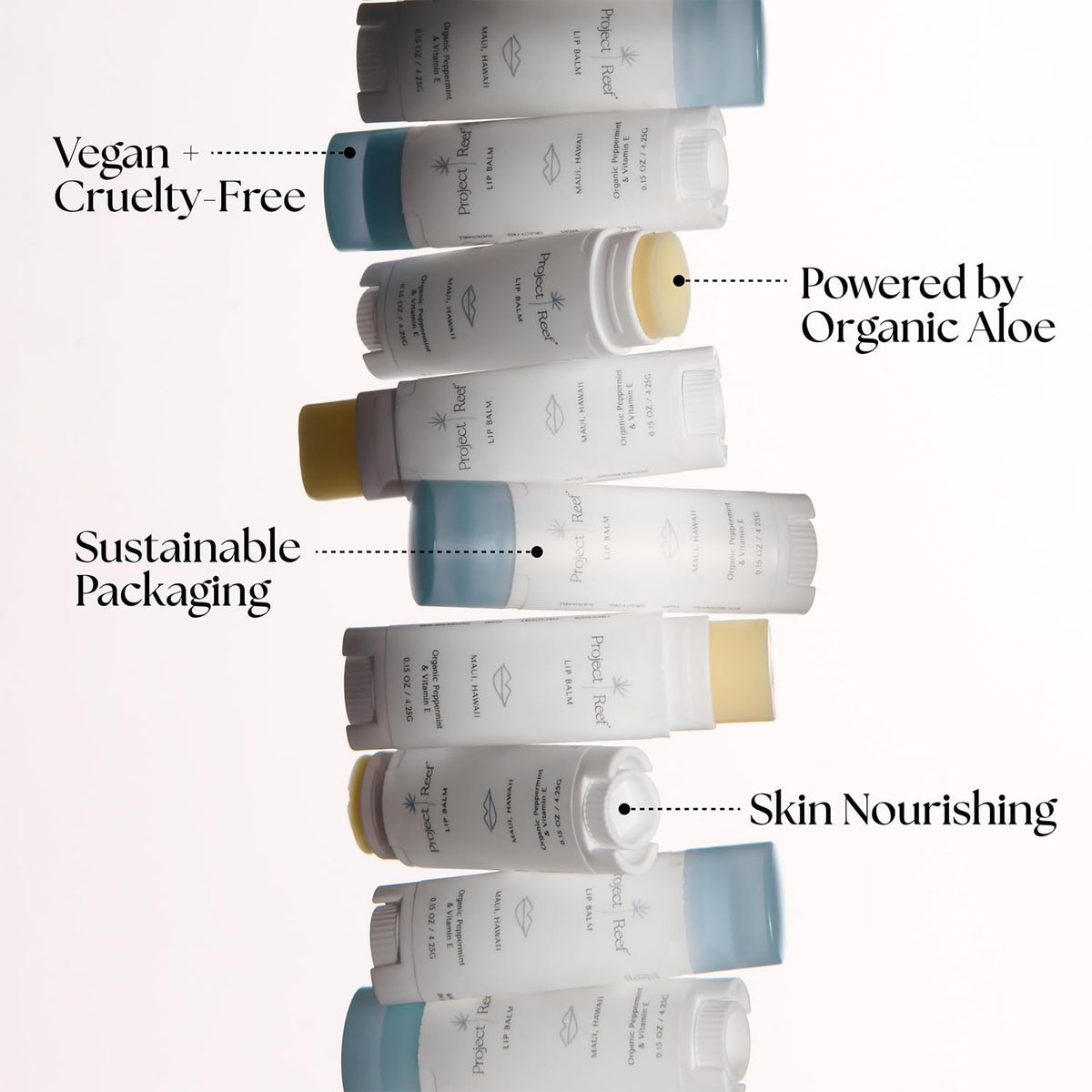 Cooling Lip Balm w/Organic Peppermint, Shea Butter, Vitamin E, Hydrating Chapstick, Soothe Dry Sunburnt Lips, After Sun Care, 2 Pack