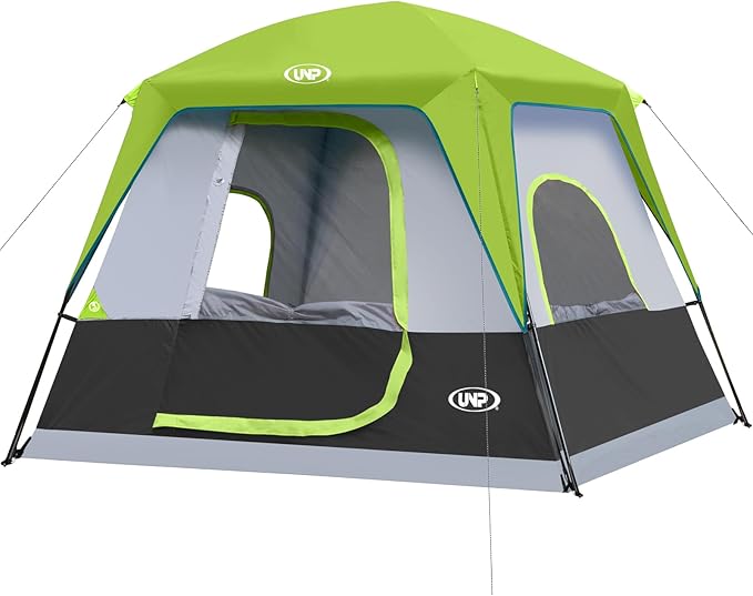 UNP 2/4/6/8 Person Tent, Portable Cabin Tent, Camping Tent 4-Person Easy Set Up, Waterproof with Top Rainfly for Outdoor Camping/Hiking