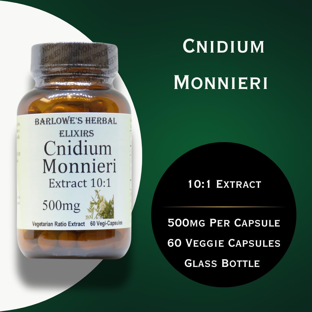 Barlowe's Herbal Elixirs Cnidium Monnieri Supplement | 10:1 Extract | 500mg Per Capsule | 60 Vegan Capsules | Stearate-Free, Gluten-Free, Pure Formula in Glass Bottles