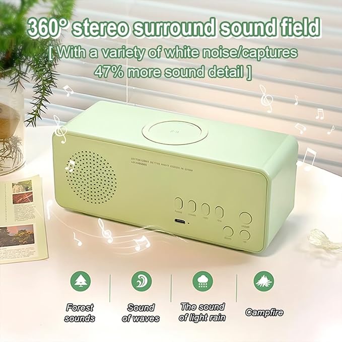 White Noise Sound Machine-4 in1 Night Light Sound Machine for Sleep,Sound Machine/Light-up Painting/Bluetooth Speaker/Wireless Charging,4 Soothing Sounds,for Baby,Kids,and Adults
