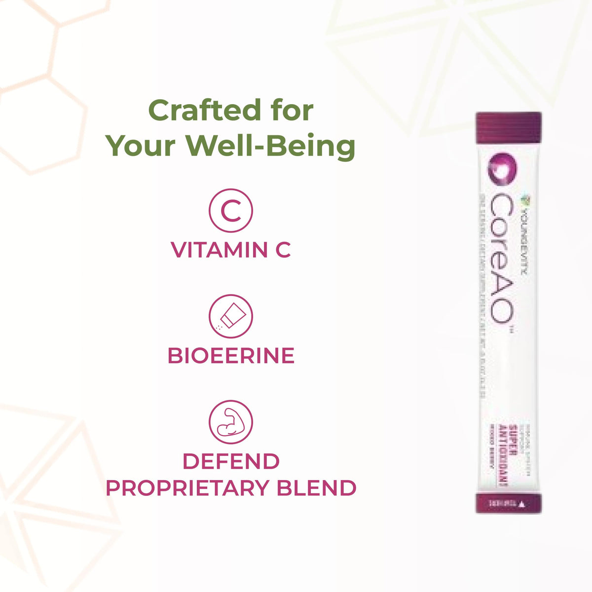 Youngevity Official CoreAO Stiks – Antioxidant Superfood Supplement - Vitamin C, D3, and Zinc - Immune Support, Berry Flavor, On-the-Go Stick Packs, Non-GMO, Gluten-Free, and Low-Calorie – 30 Servings
