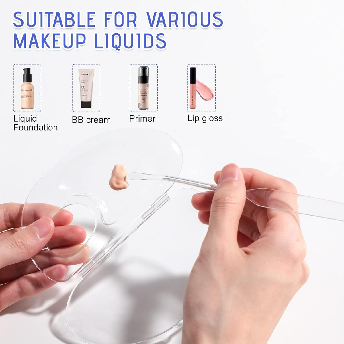 BS-MALL Makeup Mixing Palette Acrylic Mixing Tray with Spatula Artist Tool for Mixing Cosmetic/Nail Polish/Pigment Blending