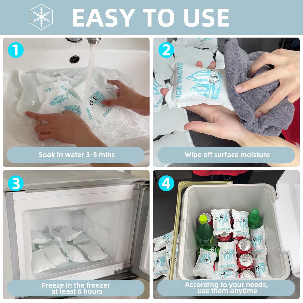 WORLD-BIO Dry Ice for Shipping Frozen Food & Travel, Long Lasting Cold Packs for Cooler 96 Packs 4.7" x 3.3", Small Freezer Packs for Shipping, Bulk Reusable Dry Ice Packs Cool Pack for Shipping