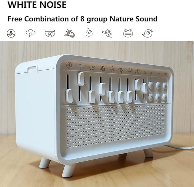 White Noise White Noise Sound System, Bluetooth Wireless Speaker for Travel, Portable Noise Machines for Sleeping with Night Lights and humidifier, Equipped with humidifier Function