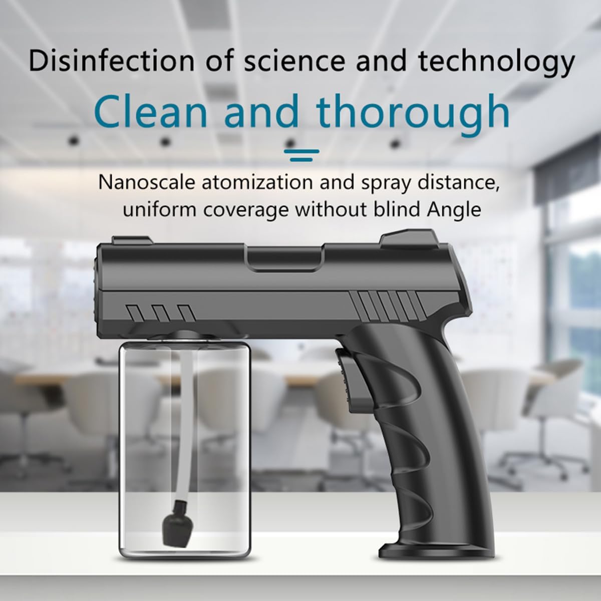 Nano Spray Gun, Rechargeable Handheld Household Blue Light Atomizer for Watering Plants and Trees (Black)
