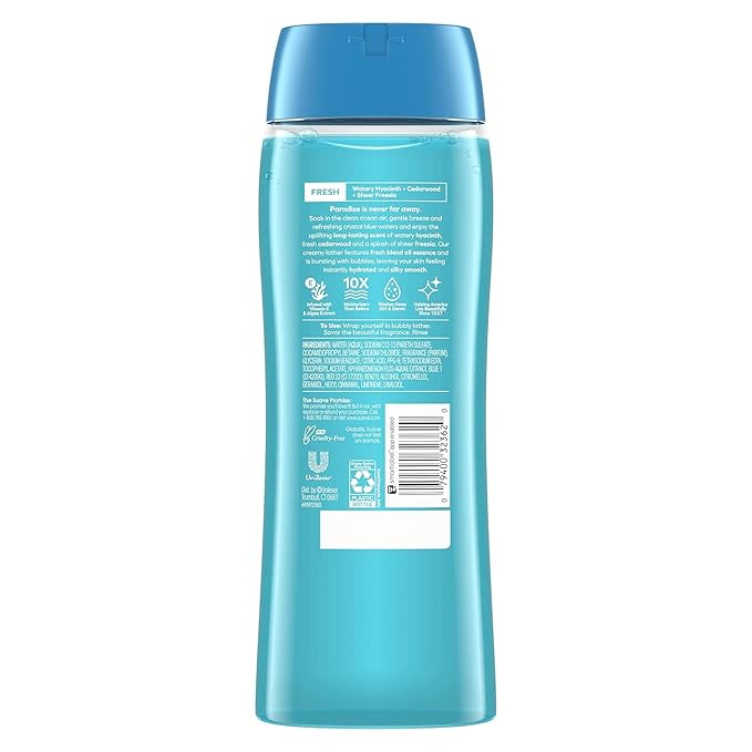 Suave Body Wash Bundle with Ocean Breeze and Sweet Pea Violet Scents, Vitamin E, 18 Oz Packs of 6