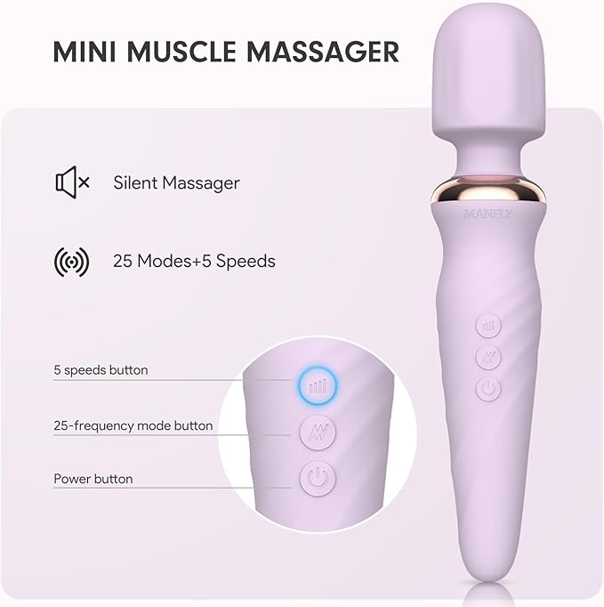 Portable Electric Travel Massager, Handheld Rechargeable Neck and Shoulder Muscle Home Massage Tool (Purple)