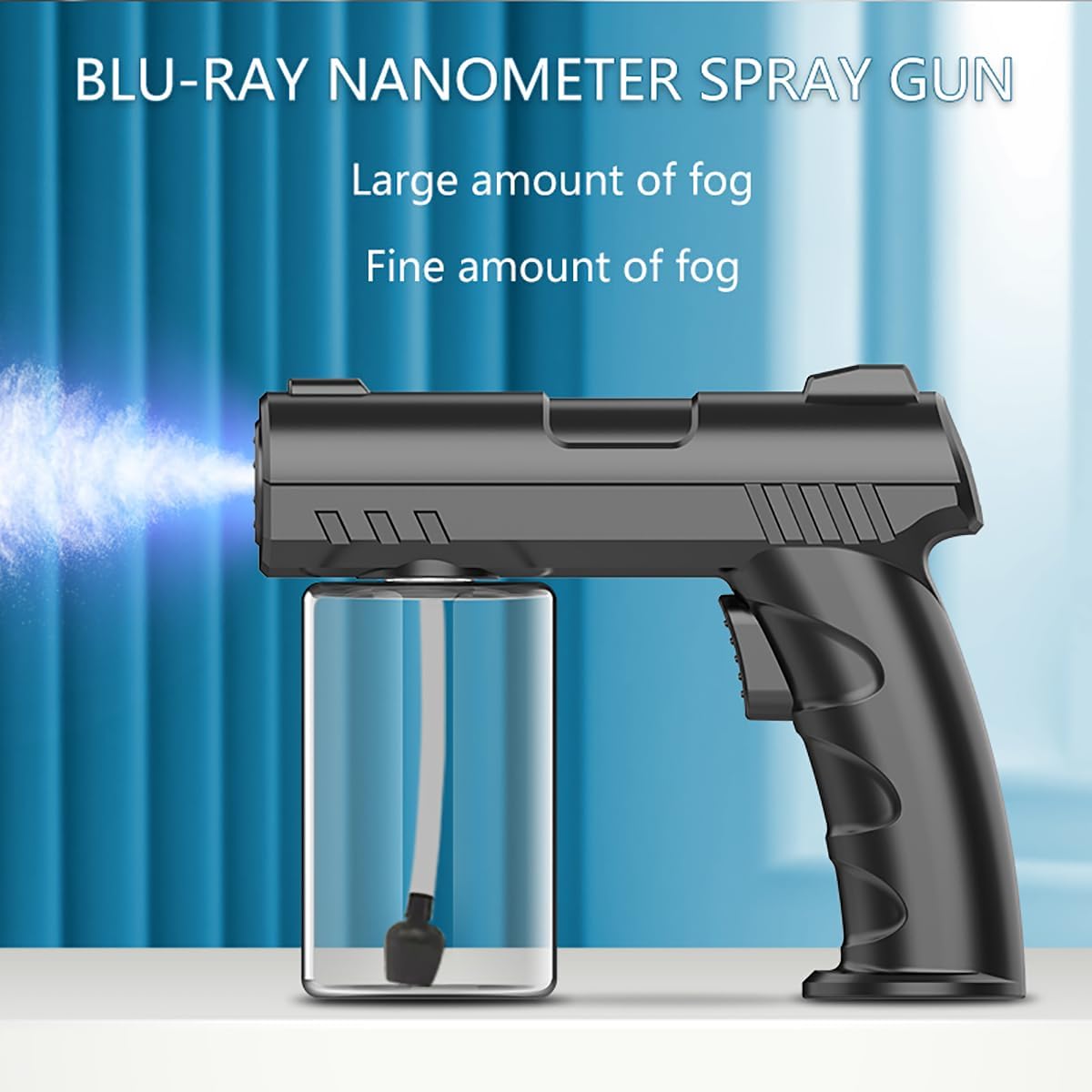 Nano Spray Gun, Rechargeable Handheld Household Blue Light Atomizer for Watering Plants and Trees (Black)