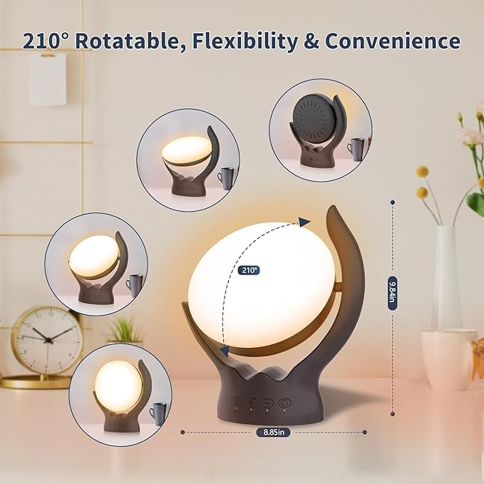 Voraiya Light Therapy Lamp, UV-Free 10000 Lux, Rotatable Happy Sunlight With 5 Brightness & 3 Color Temperature, Timer & Memory Function, Daylight for Bedroom, Office