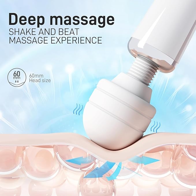 Handheld Cordless & Rechargeable Back Massager - Quiet Waterproof Full Body Massage Device for Muscle Tension, Aches Relief, Sports Recovery and Deep Relaxation with 20 Modes & 8 Speed Settings