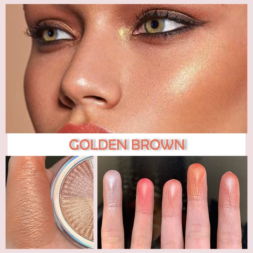 evpct Shimmer Highlighter Highlight Makeup Contour Palette iluminadores de maquillaje, 5 Colors Highlighter+Makeup White Shimmer Blush Bronzer and Makeup Highlighter Powder Palette Illuminators B02