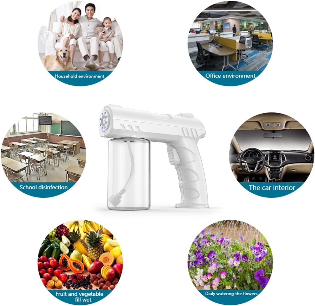 Nano-Spray Gun, Blue Light Atomizer, Handheld Household Nano-Spray Gun, Wireless Charging Nano-Atomizer, Suitable for and Watering Plants and Trees