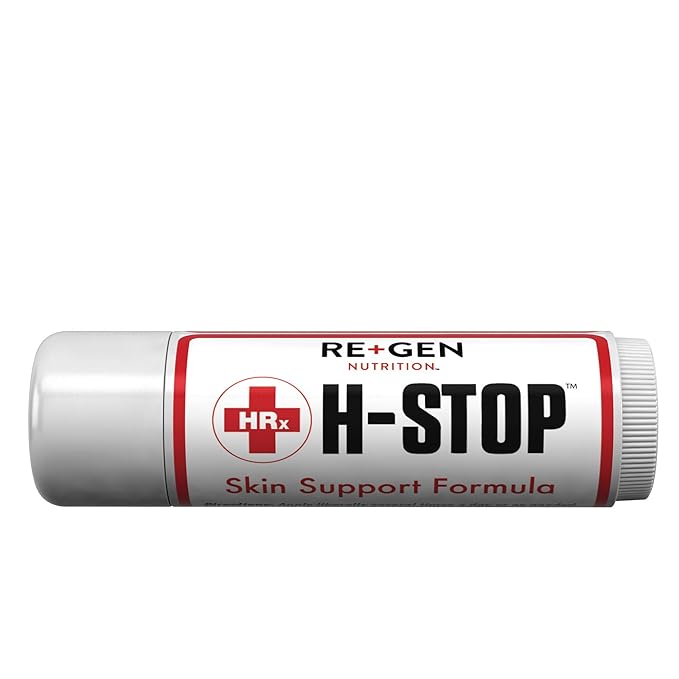 Re+Gen Nutrition H Stop Lip Balm & Women's Hormone Balance Support with Shea Butter, Tea Tree, Vitamin E, Lemon Balm, Mood Swings and More for Clear and Healthy Skin, Discreet Blister Support Moisturi