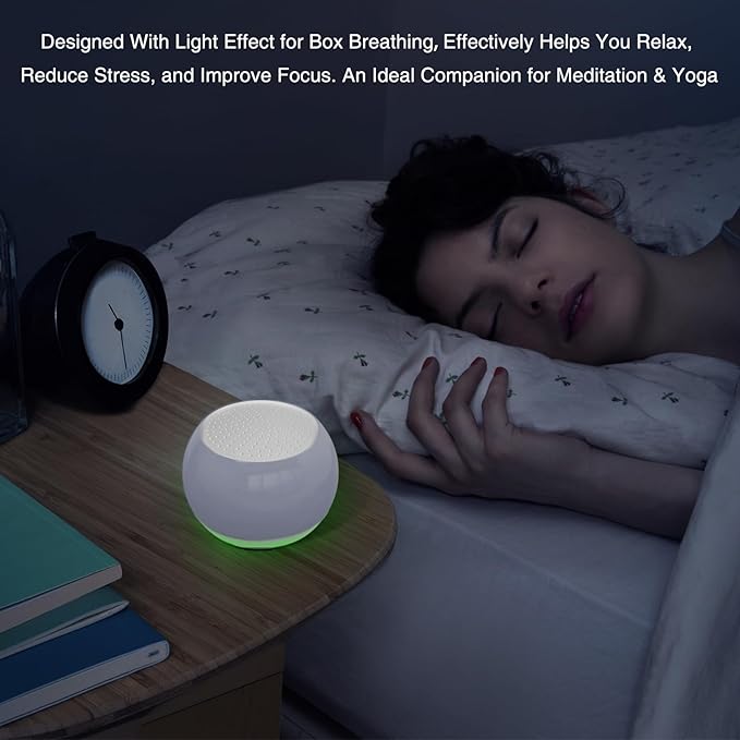 Ceramic Craft Bluetooth Speaker for Meditation & Yoga, Sound Therapy Machine for Stress Relief, Sleep Aid and Focus, Deep Bass, Louder Volume, Light Effect for Boxing Breathing (Purple)