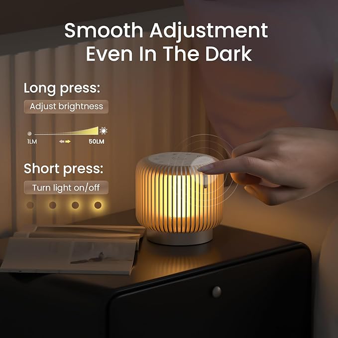 White Noise Sound Machine, Bluetooth Speaker with Dimmable Night Light 26 Soothing Sounds 4 Timers Brown Noise Sleep Sounds Machine for Adult Baby, Bedroom Home Office, Gifts