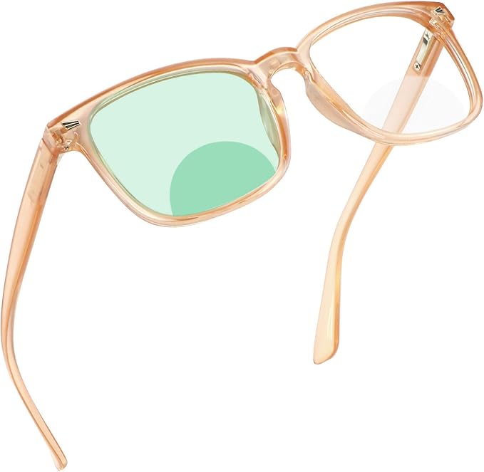 YEIN Bifocal Reading Glasses with Blue Light Blocking Lenses, Bifocal Reader for Women and Men, Vintage Square frame with Spring Hinge (+0.00/+1.50 magnification)